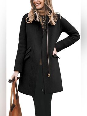 J. Crew Cocoon coat in Italian stadium-cloth wool blend black size 8 T